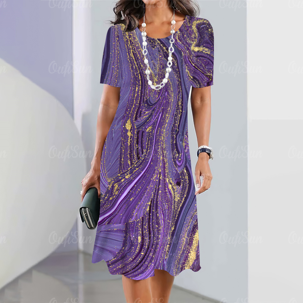 2024 neue Damen kleider Grafik druck elegante & schöne Midi kleider plus Größe weibliche Sommer einteiliges Kleid versand kostenfrei