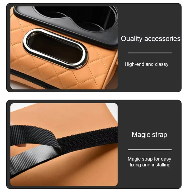 Car Center Console Armrest Cushion Thicken Arm Rest Box Pad Side Extension Cushion with Cup Holder Tissue Box Organizer Bag