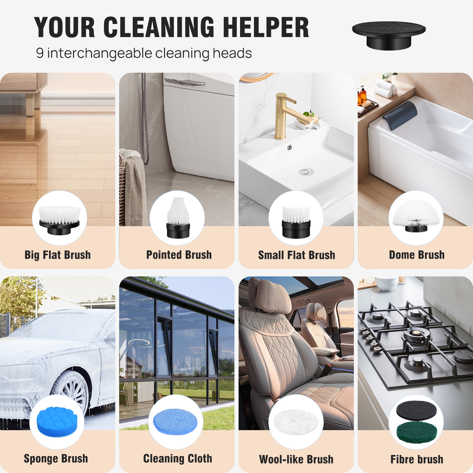 DayPlus Electric Cleaning Brush 10 in 1 Electric Spin Scrubber Cordless Handheld Floor Scrubber Shower Cleaner Bathroom Cleaner