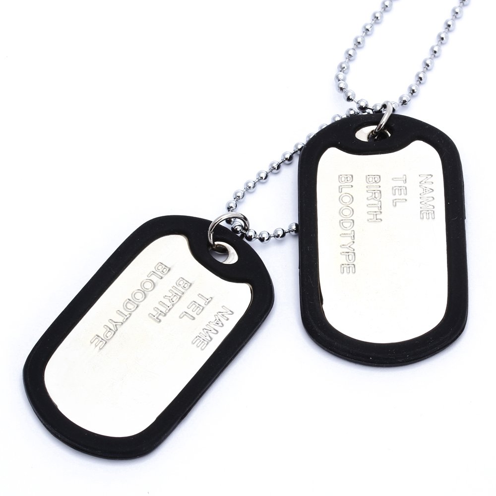 BABQ Colar corrente pingente 2 placa identidade Dog Tag liga moda masculina