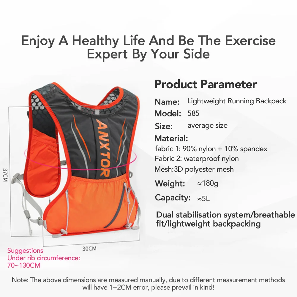 INOXTO-Colete leve de hidratação mochila corrida, adequado para caminhadas de bicicleta, ultra leve e portátil 5L