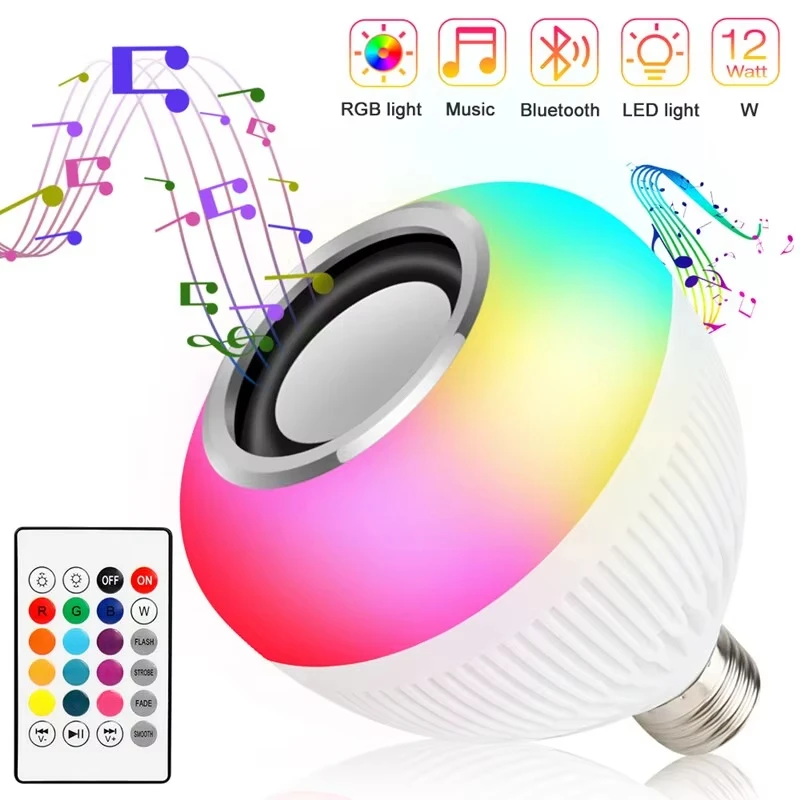 Żarówka LED E27 Bluetooth 12W Głośnik Muzyka APP Zdalne sterowanie Ściemnialna lampka nocna do dekoracji domu Bar na imprezę domową