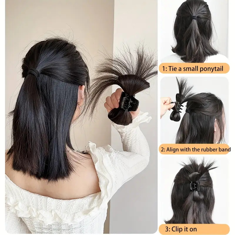 Synthetische Vrouwen Half-tie Haar Klauw Lui Hoofd Clip Pruik Vangst Clip Hoge Paardenstaart Haaraccessoires Rommelig Broodje