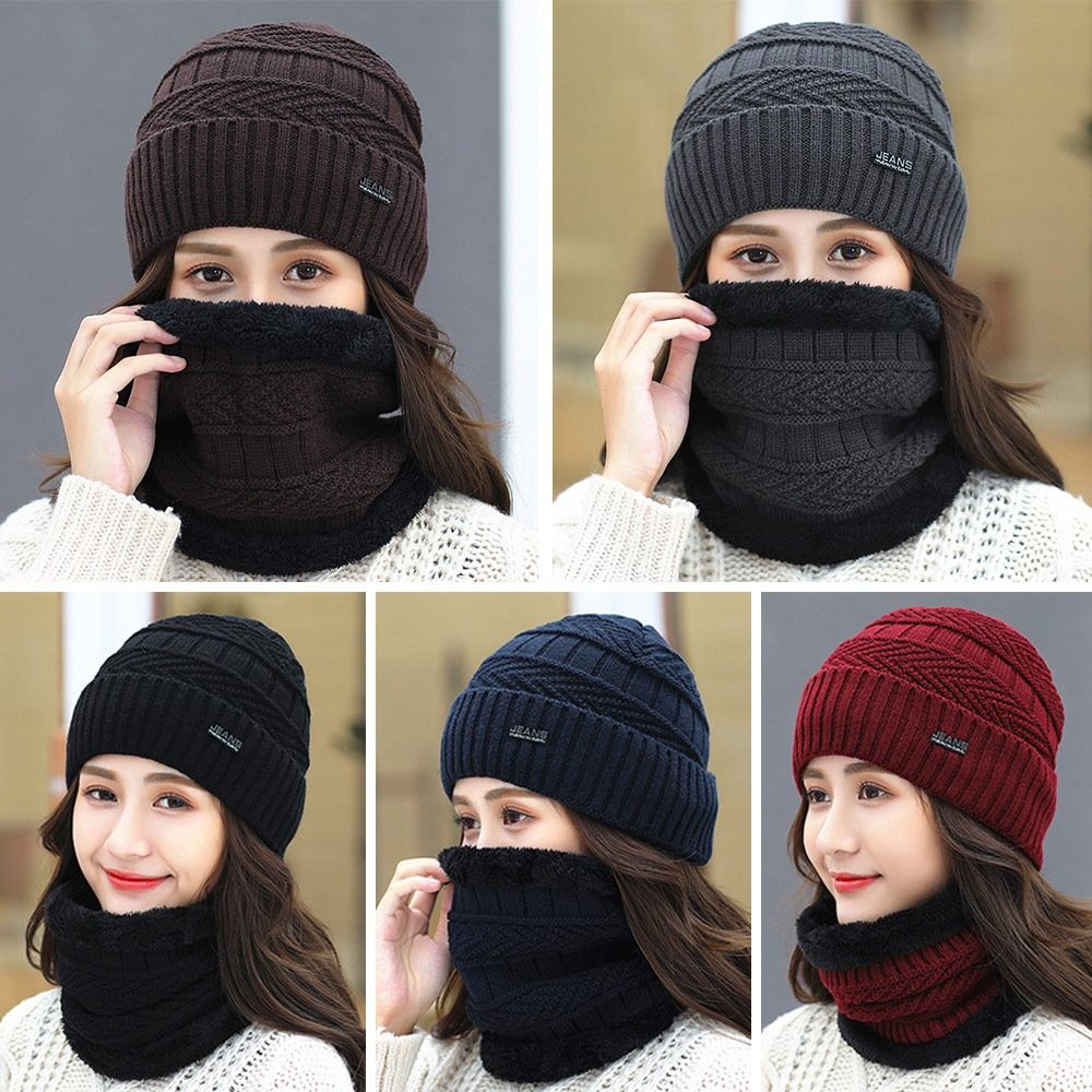Gorro de inverno chapéu cachecol lã térmica chapéu de malha macio quente balaclava lã pescoço mais quente cachecol boné