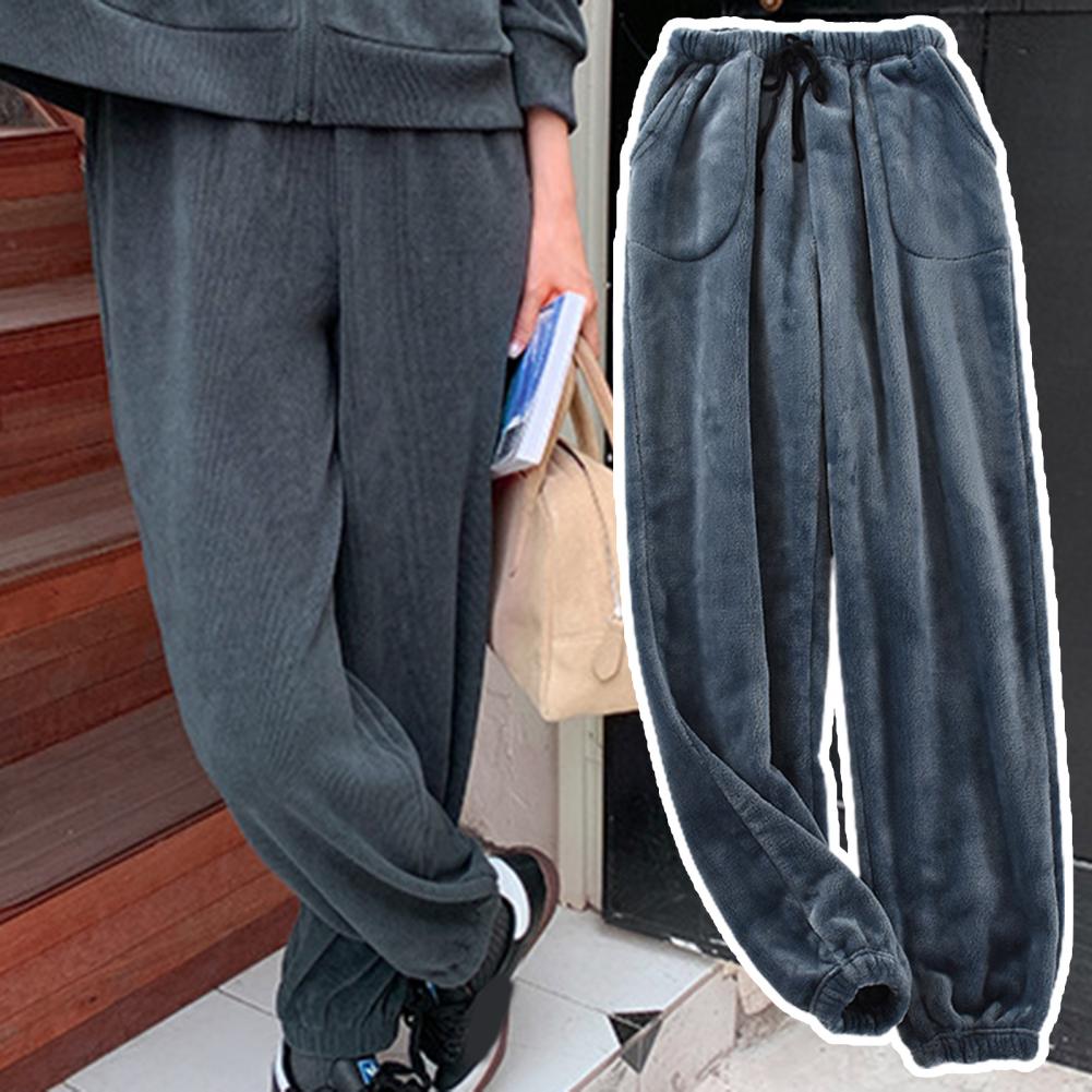 Ropa de dormir cómoda y elegante para hombre, pantalones de invierno con cordón de Color sólido, pantalones de pijama rectos, ropa de casa