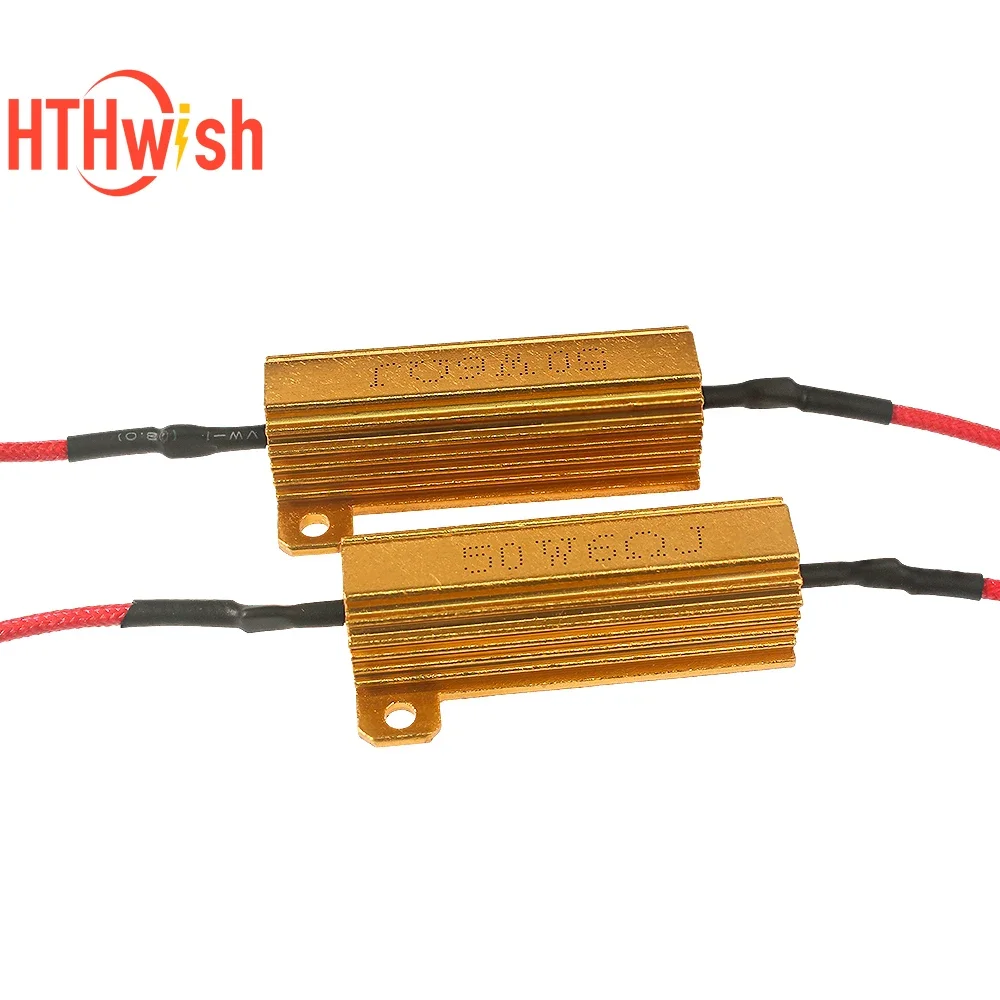 2/4 juegos 25W 50W decodificador LED Canbus para coche 8ohm 6ohm resistencias de carga para señal de giro de automóvil linterna lámpara de placa de matrícula resistencia