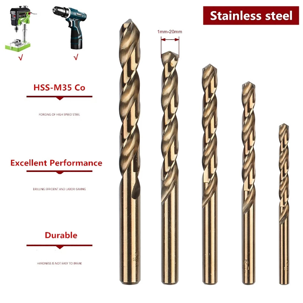1mm-13mm Cobalt HSS Drill Bit M35 For Stainless Steel Drilling Metalworking Electric Drill Bit Drill Manual Drill Chuck