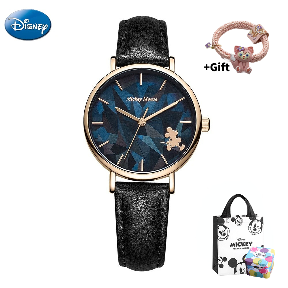 ของขวัญดิสนีย์มิกกี้นักเรียนของเด็กผู้หญิงนาฬิกาควอตซ์เพชรเหลี่ยมเพชรพลอยกันน้ำพร้อมกล่อง relogio feminino