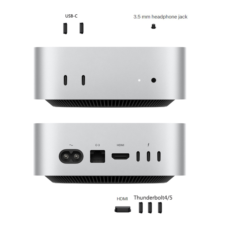 Soft Silicone Anti Dust Plug For Apple Mac mini M4 pro 2024 Dustproof Interface Cover accessories