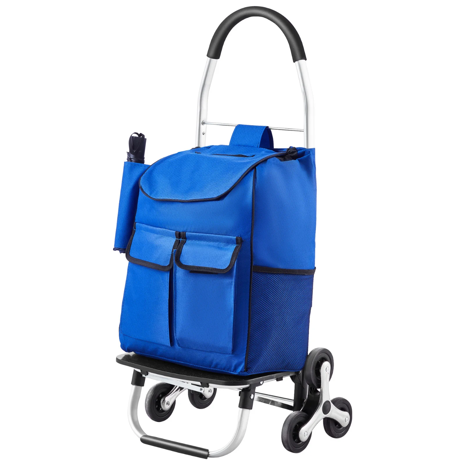 SucceBuy 36L Folding Shopping Cart Stair Climbing Handcart with Wheels & Oxford Cloth Bag Hand Truck for Grocery Laundry Storage