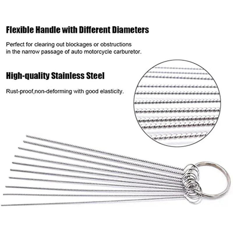 キャブレターカーボンダートジェット除去クリーニングニードルブラシクリーナーツール自動車オートバイ ATV 溶接機炭水化物チェーンソー