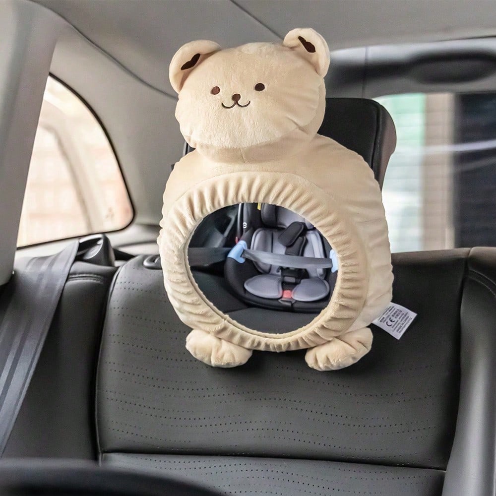 Espelho retrovisor do carro dos desenhos animados para o bebê, brinquedo multi-função, espelho macio, fácil de instalar, barriga tempo