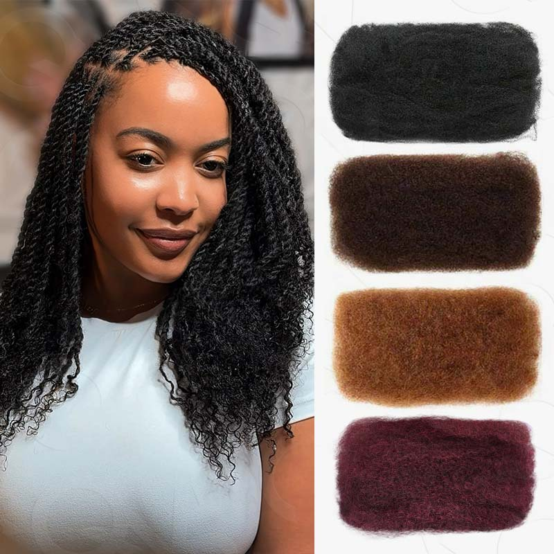 QVR Afro Kinky Bulk Echthaar 1 Stück zum Flechten Dreadlock 50 g Haarverlängerungen natürliche Farbe QVR brasilianisches Echthaar