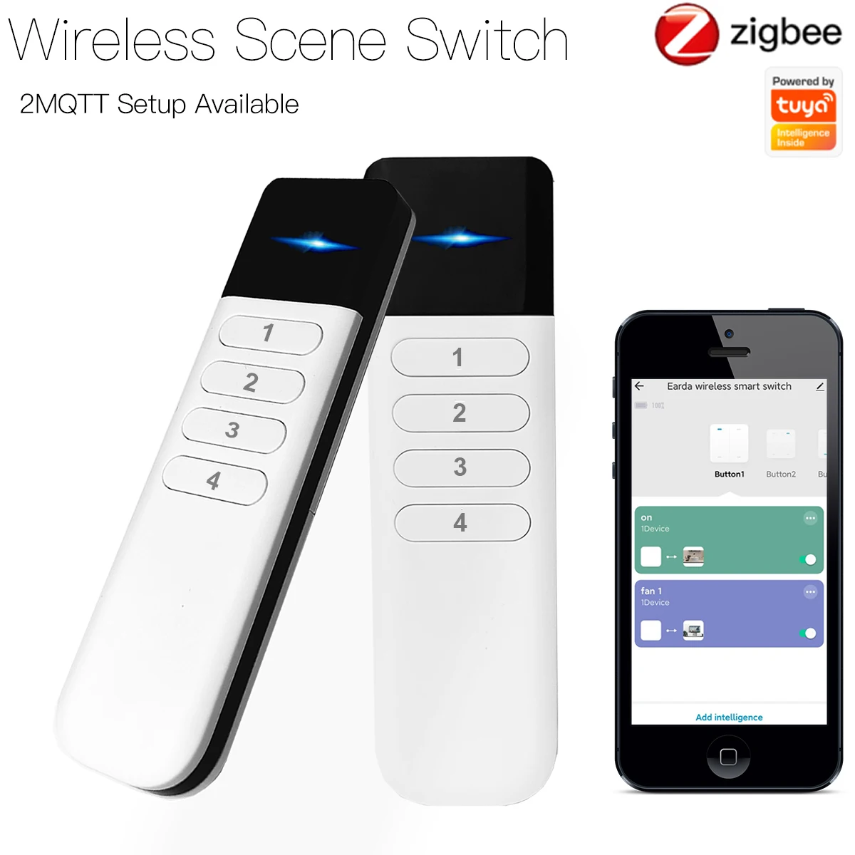 Tuya ZigBee-Control remoto portátil inalámbrico, Mini interruptor de automatización de 4 entradas y 12 escenas, aplicación Smart Life para asistente 2MQTT