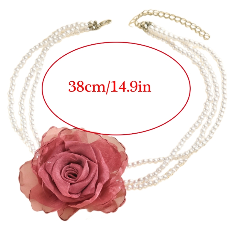 Einstellbare Länge Perlen Halskette Elegante Blumenverzierung Halskette für Frauen Charme Party