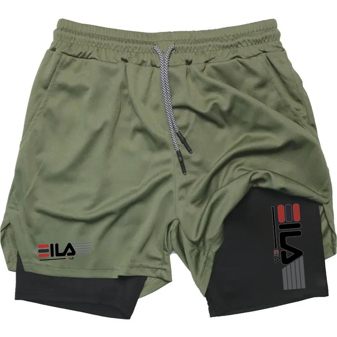 メンズダブルデッキスポーツショーツ,ランニング,ジム,フィットネス,トレーニング,ジョギング,ボトム,ショートパンツ,スポーツウェア,紳士服,2 in 1