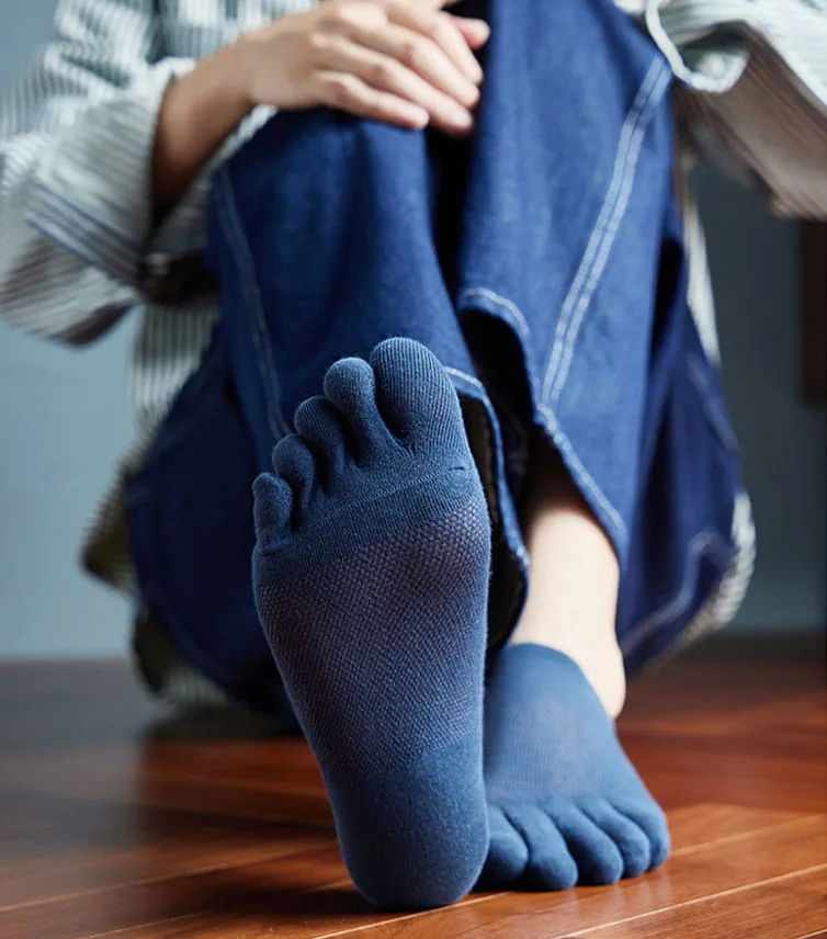 Calcetines con punta de zapatilla para hombre y mujer, medias cortas hasta el tobillo con agujeros de malla, calcetines deportivos de algodón absorbentes del sudor, calcetines náuticos transpirables de cinco dedos