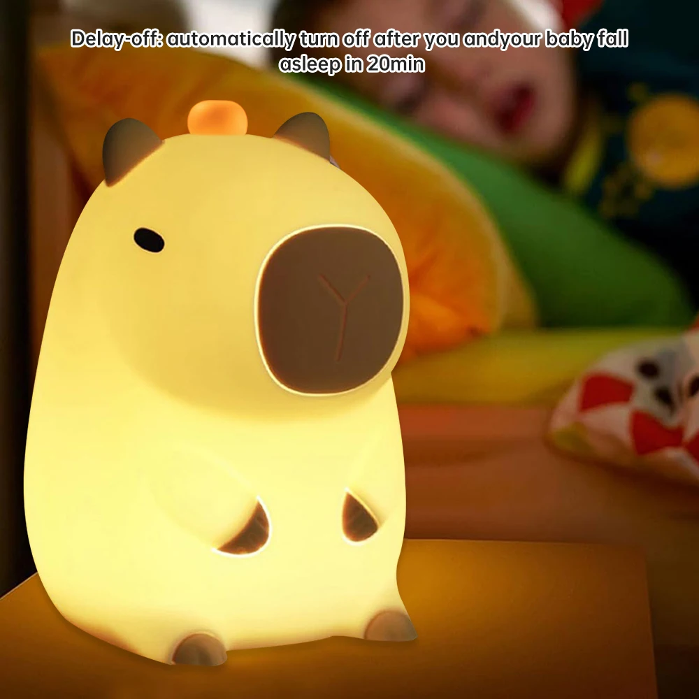 Capybara-Lámpara LED de silicona con Sensor táctil para niños, luz nocturna, decoración de dormitorio, regalo de cumpleaños