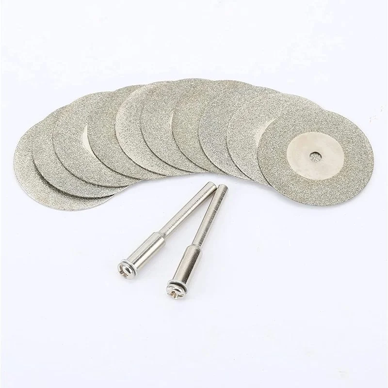 10 Mini Nhám Cắt Kim Cương Bộ Đĩa Dremel Rotary Cắt Lưỡi Cưa Trục Nghiền Đĩa Có Mandrel Xoay dụng Cụ