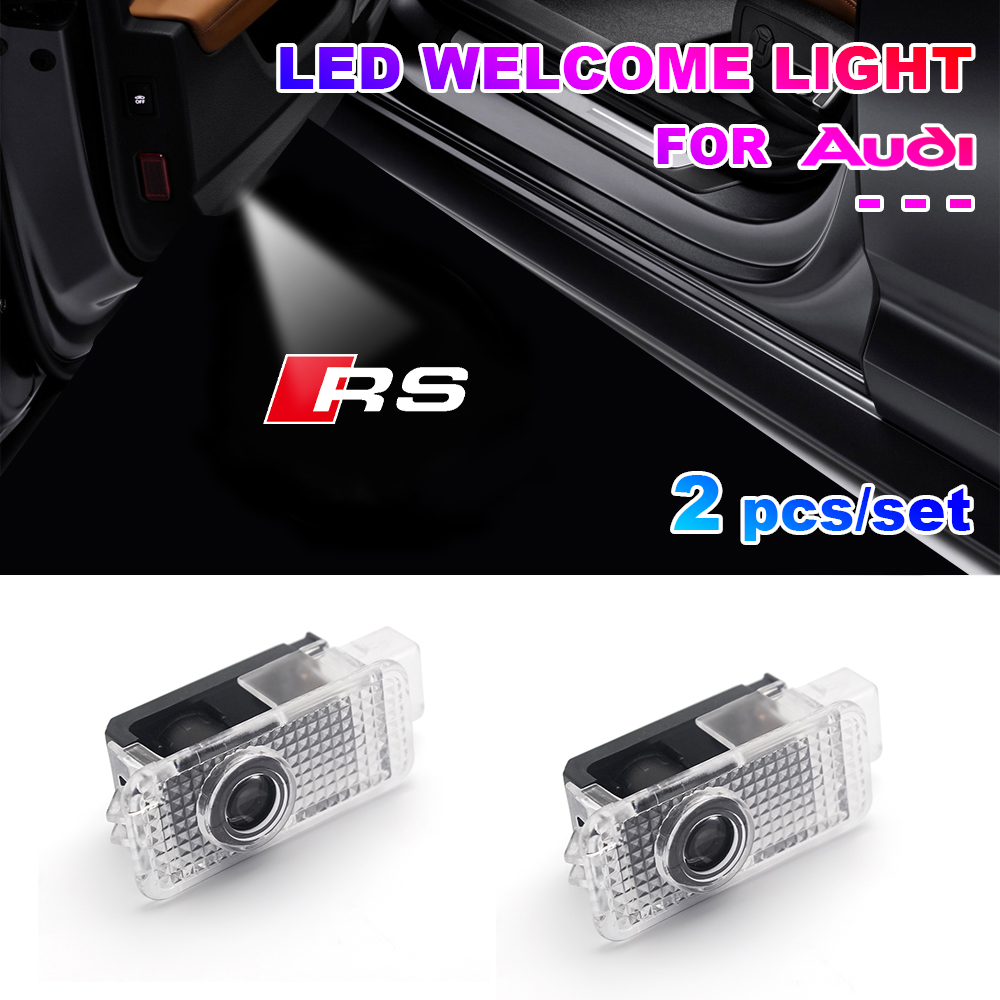 LED Door Sign Welcome Light Laser Projection Light For Audi Sline S3 S4 S5 S6 S7 RS Quattro Q7 Q5 A4 Car Accessories Decoration