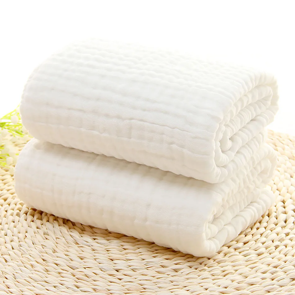 Manta de algodón de 6 capas para bebé, gruesa y acogedora con estampado de Color sólido, ropa de cama suave para bebé