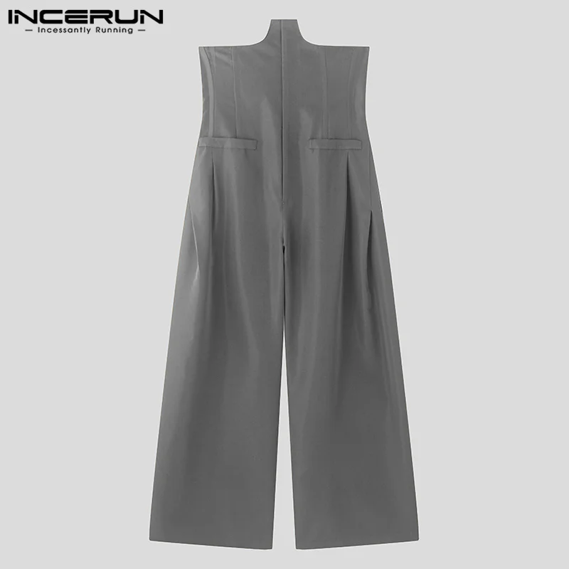 INCERUN 2024 Hosen im amerikanischen Stil, stilvolles Herren-Dekonstruktionsdesign, solide, dünne Taille, lange Hose, lässig, einfache männliche Pantalons