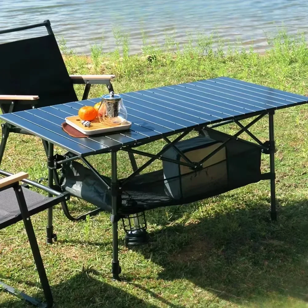 Liga de alumínio ao ar livre mesa dobrável, mesa de acampamento, mesas de piquenique leve, armazenamento portátil, ovo rolo, mesas longas, fácil de instalar