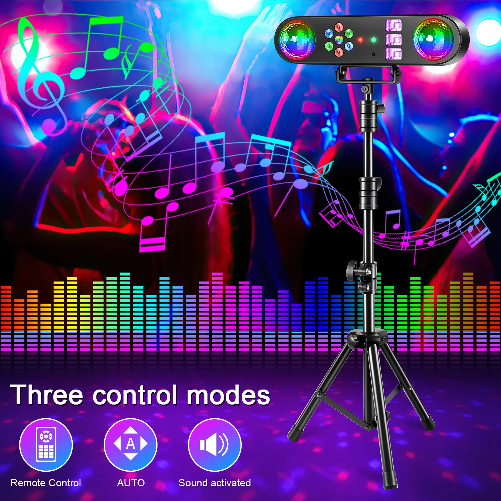 U'King Mini 5w1 Efekt Światła z Uchwytem, Pilotem, Sterowaniem Dźwiękiem, Efekt Stroboskopowy, Magiczna Kula Świetlna na Scenę Mobilną, Idealna na Imprezy DJ i Pokazy