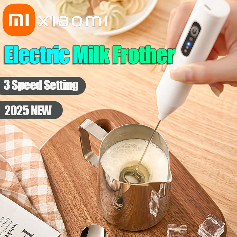 Электрический вспениватель молока XIAOMI, мини-ручной беспроводной, мощный, перезаряжаемый, удобный, для взбивания кофе, молока, кухонные венчики