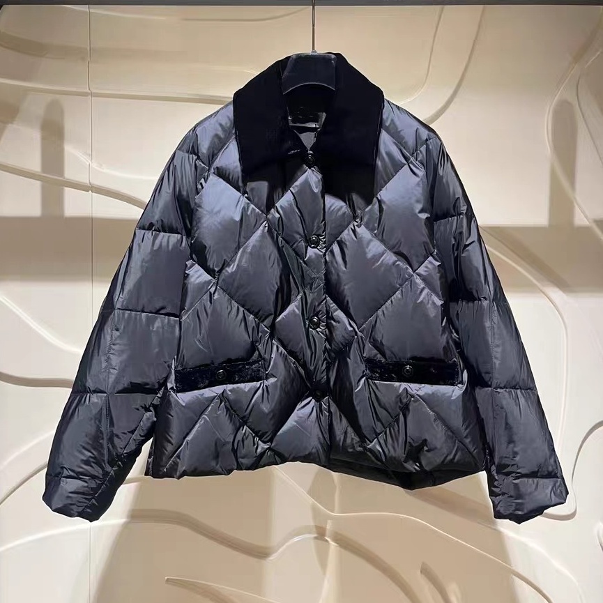 Jaqueta Curta de Pluma de Ganso Coreana Versátil para o Dia a Dia, Casaco Externo Quente com Gola Preta, Casaco de Inverno de...