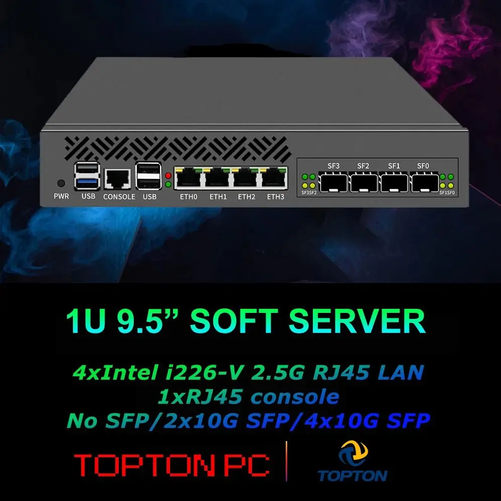 1U Rack Mount Firewall Appliance Mini Pc, OPNsense, VPN, Intel N150/i3 N305 4 x Intel I226-V LAN 4*/2*10G SFP Industrial Console