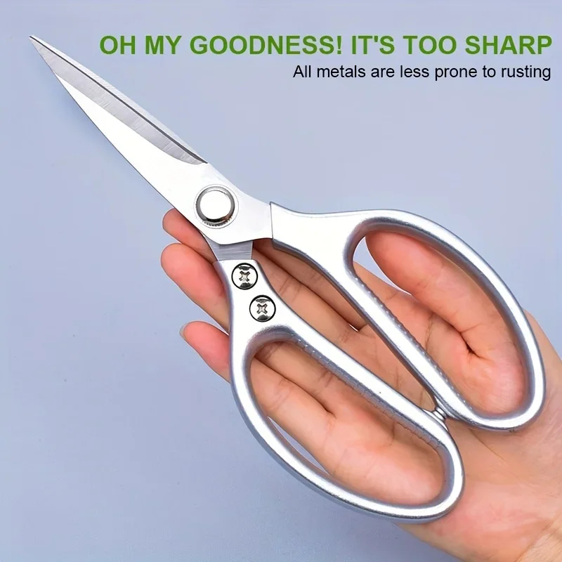 1pc Multi-Purpose Stainless Steel Kitchen Shears - Heavy-Duty Poultry Scissors with Comfortable Aluminum Alloy Grip for Food Pre