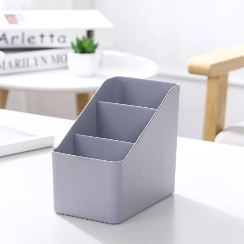 โต๊ะ Office Storage Organizer ผู้ถือรีโมทคอนโทรลพลาสติก Desktop Clutter Sorting Box อุปกรณ์ห้องนั่งเล่นโรงเรียน