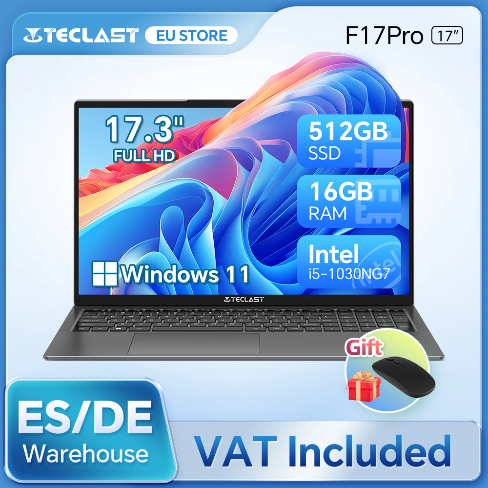 Teclast F17Pro 17,3" Laptop Intel i5-1030NG7 16 GB di RAM 512 GB SSD Windows 11 180 °   Tastiera retroilluminata per notebook mini-HDMI F17 Pro