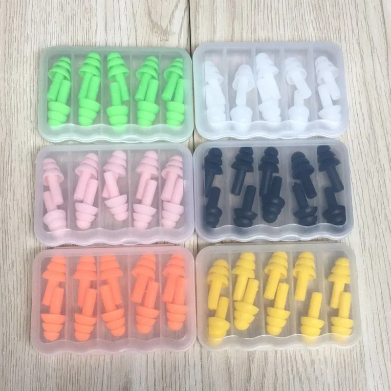 Tappi per le orecchie in silicone morbido per adulti e bambini Tappi per le orecchie da nuoto impermeabili Clip per le orecchie antirumore, Nuotatori Immersioni 5 paia per scatola
