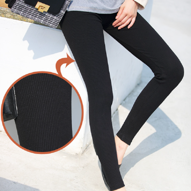 Zimowe ciepłe legginsy damskie legginsy z wysokim stanem prążkowane zagęścić polarowe spodnie termiczne Casual Slim jednokolorowe elastyczne rajstopy