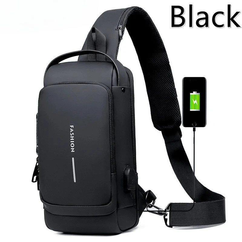 Zaino sportivo da uomo per palestra a breve distanza, tracolla ricaricabile tramite USB, borsa da petto antifurto da uomo più recente