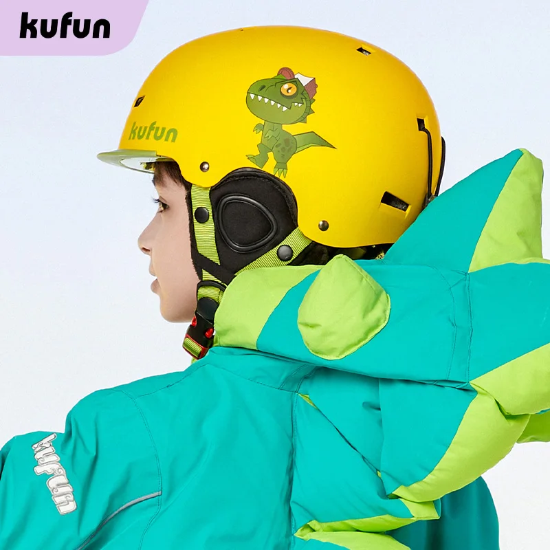 KUFUN スキーヘルメットスノースポーツスノーボードスキースケートボードスケートかわいい動物女性男性大人子供冬の安全子供