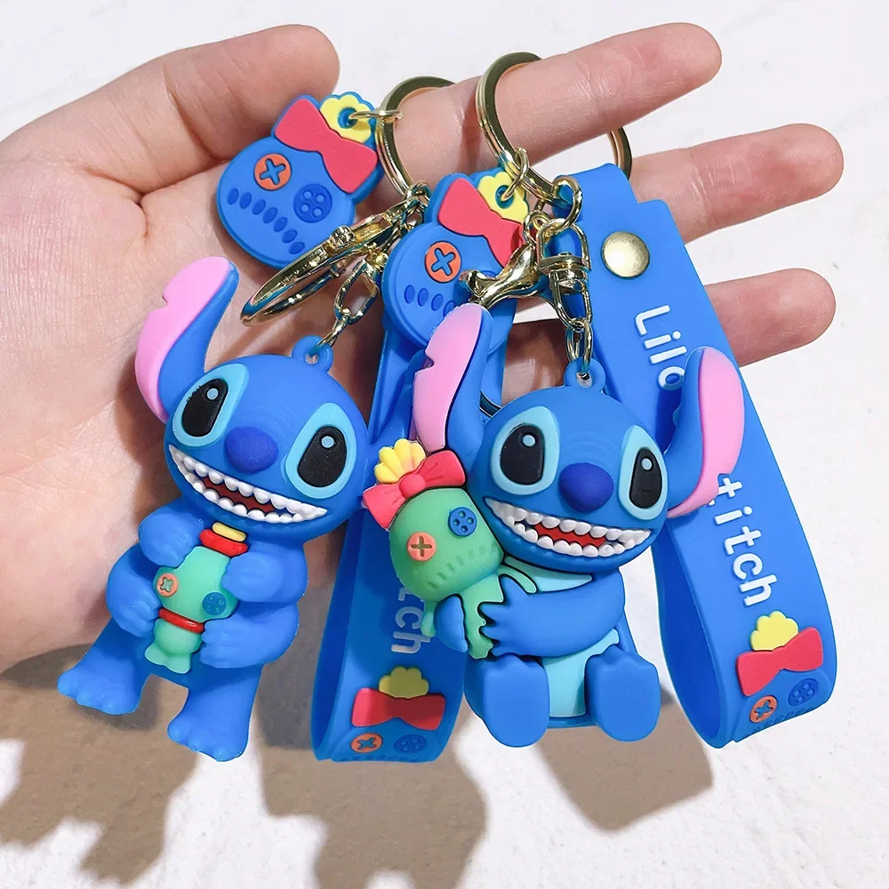 ขายส่งอะนิเมะ Disney พวงกุญแจ Mickey Mouse Minnie Lilo & Stitch ใหม่การ์ตูนพวงกุญแจ Key CHAIN จี้รถของเล่นเด็กของขวัญ