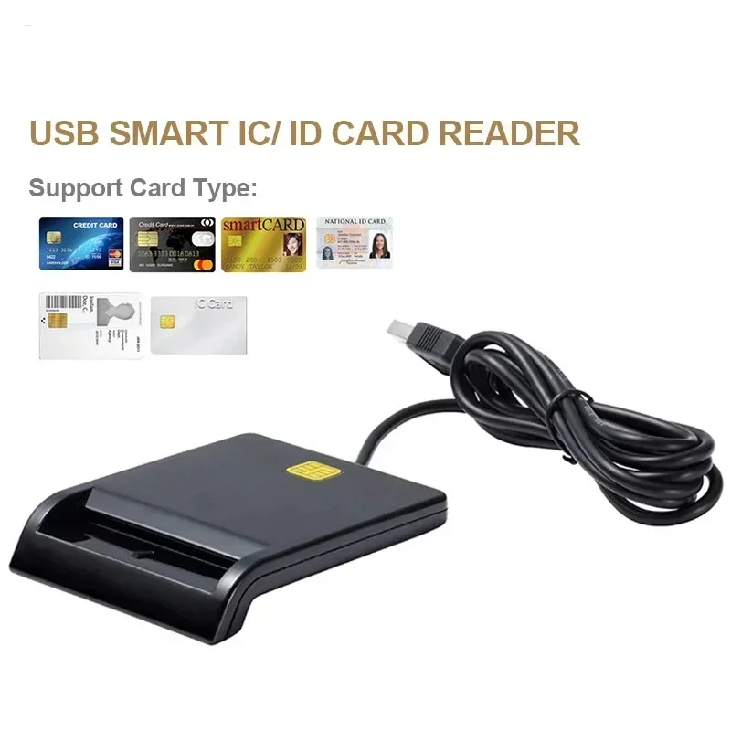 Lecteur de carte à puce USB pour carte bancaire IC/ID EMV, dispositif de lecture et d'écriture de haute qualité pour Windows 7 8 10 Linux OS USB-CCID ISO 7816, nouveau