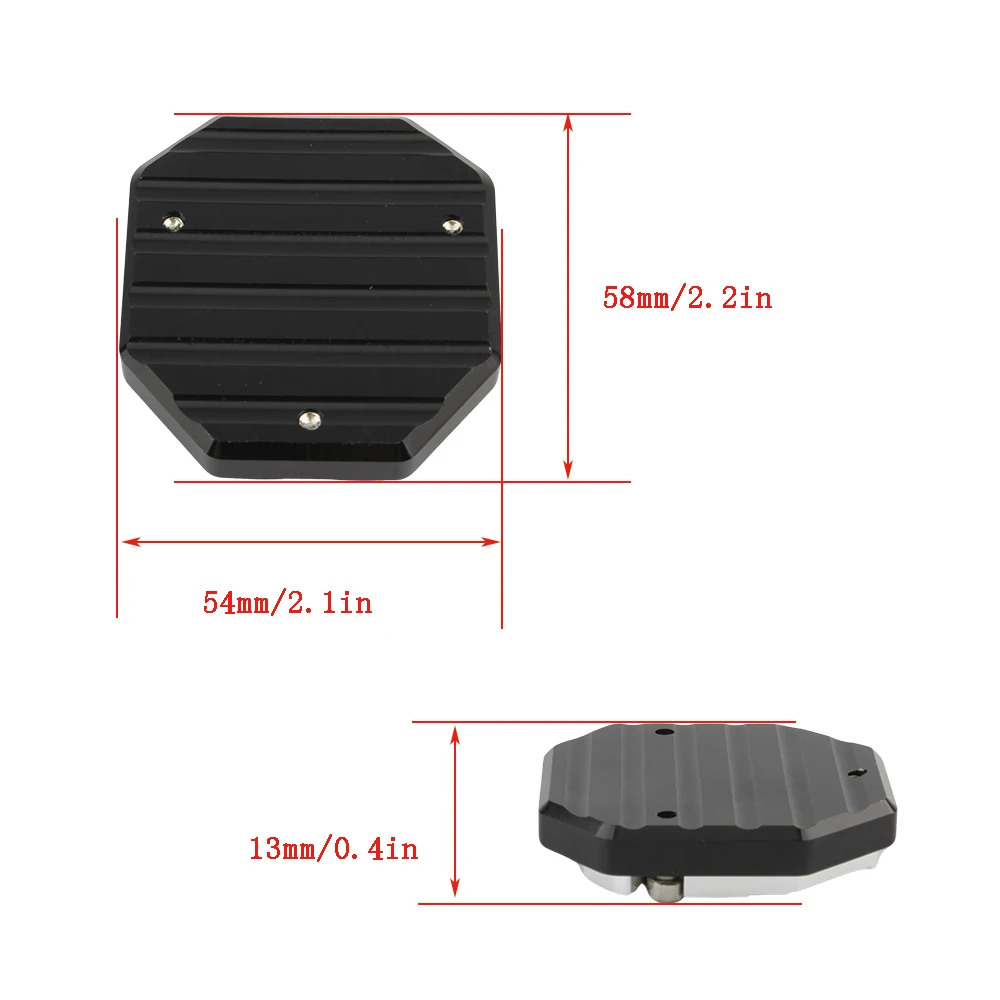 Accessori per la modifica del motociclo Prolunga per cavalletto Piede Cavalletto laterale Piastra di supporto per estensione Parti di base allargata antiscivolo