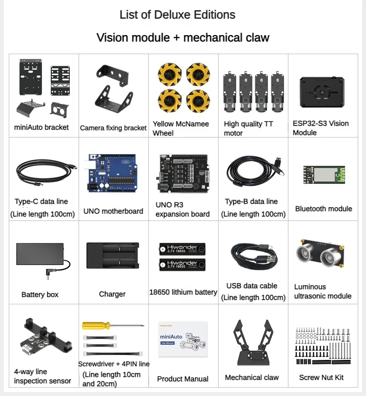 4WD Omnidirectional Mecanum Robot Car with Claw AI Visual Recognition Tracking For Arduino Robot DIY Kit UNO Programmable Robot