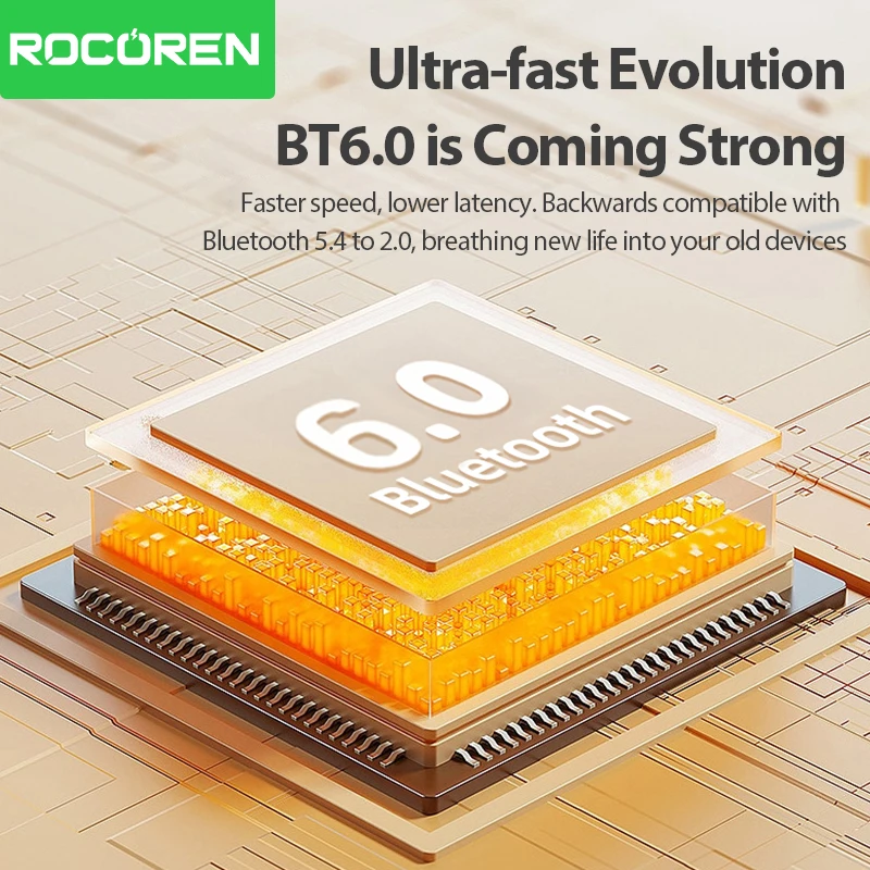 Rocoren USB Bluetooth-адаптер Bluetooth 6.0 Dongle для ПК Windows 11/10/8.1 Bluetooth-приемник и передатчик для клавиатуры/мыши
