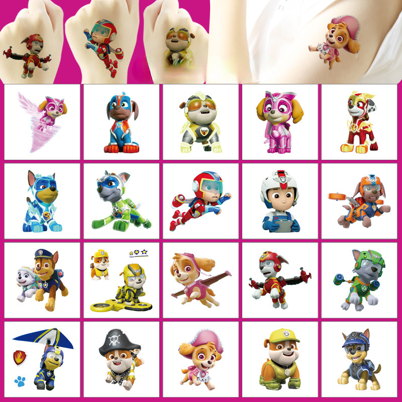 20 個パウパトロールタトゥーステッカー防水かわいいライダーステッカー面白い漫画キッズガールズクリスマス誕生日ギフト報酬おもちゃ