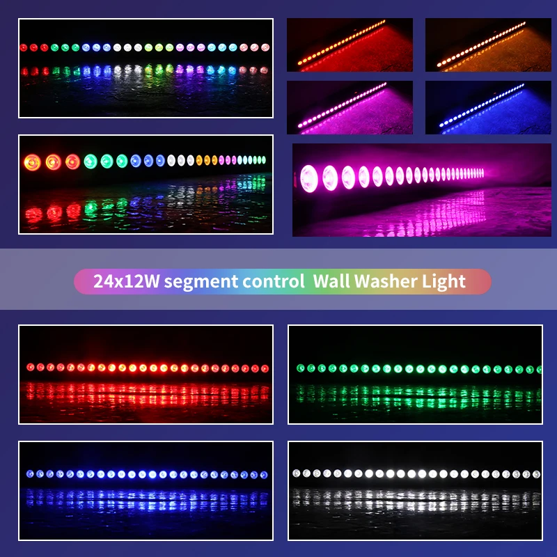 Barre lumineuse murale à LED, 24x12W, RGBW, 4 en 1, ligne DMX, éclairage de scène, fête, mariage, événements