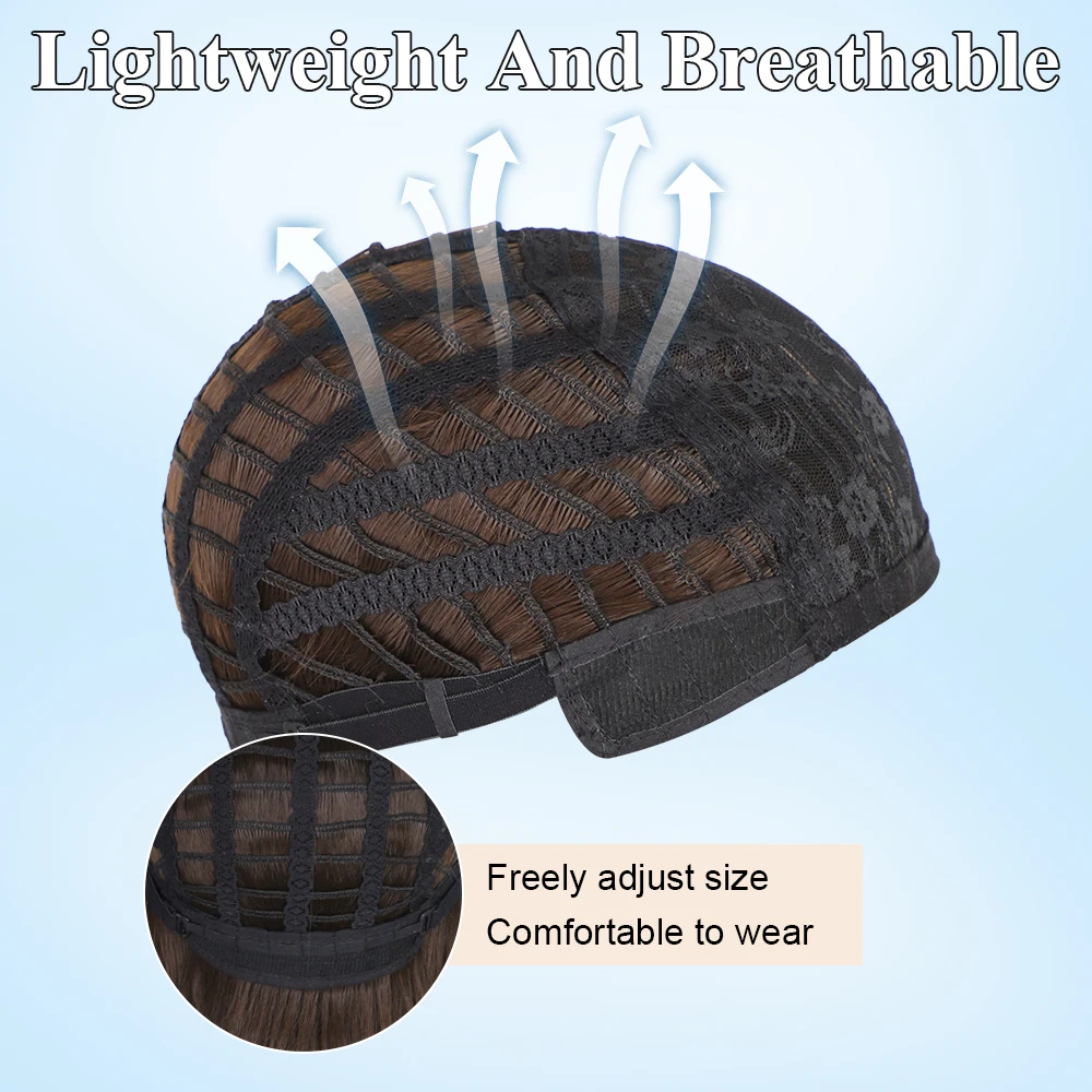 ALXNAN ショートストレート合成ウィッグ女性のためのナチュラルブラックボブウィッグ前髪付きデイリーコスプレパーティー耐熱偽毛