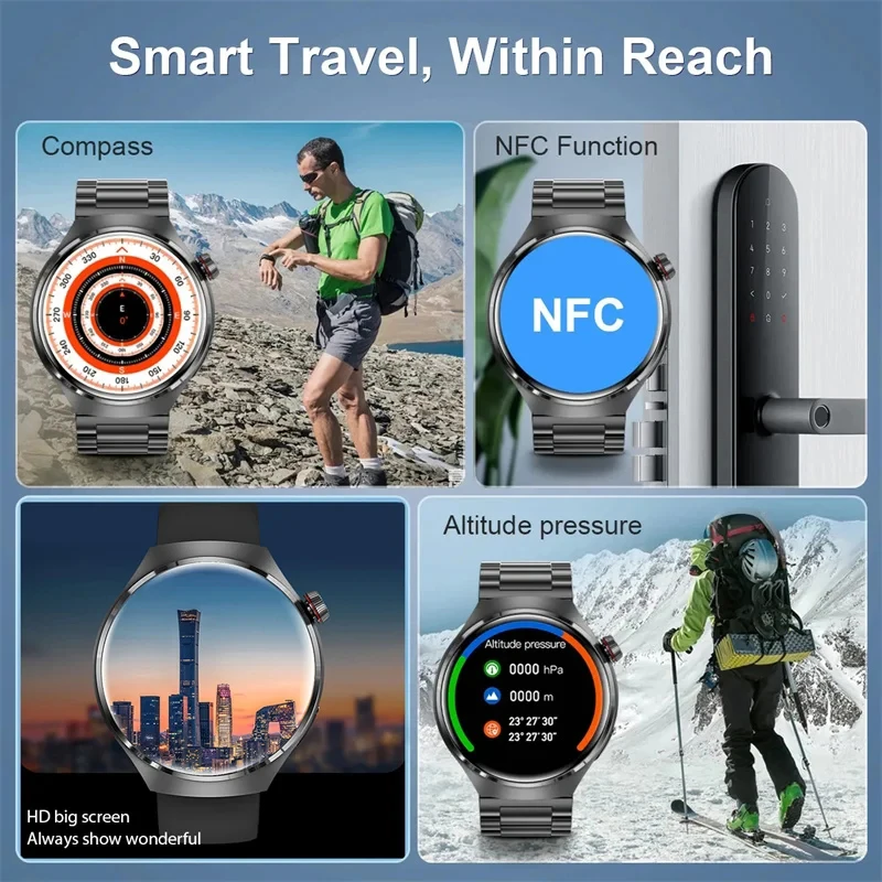 Für HUAWEI GT4Pro GPS NFC Smart Uhr Männer Uhr 4 Pro 360 * 360 AMOLED Bildschirm Herzfrequenz Bluetooth Anruf wasserdicht Mann Smartwatch