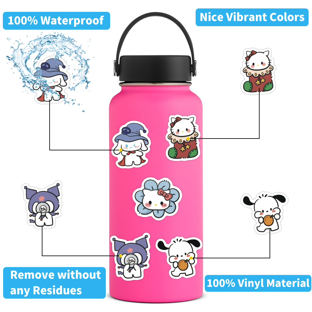 100/200/300 pièces Kawaii Sanrio Kuromi mélodie Hello Kitty autocollants ordinateur portable téléphone portable bagages étanche dessin animé autocollant décalcomanies