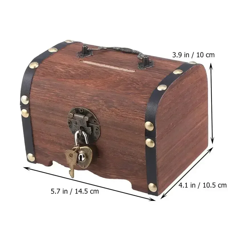Coffre au trésor avec serrure, boîte de rangement au trésor Vintage, organisateur de tirelire, boîte d'épargne avec serrure pour décoration rétro de la maison