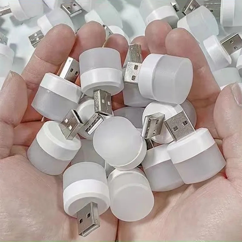 Miniluz nocturna USB de 1 a 10 Uds., protección ocular blanca cálida, luz de lectura de libros, enchufe USB, lámpara LED de noche con carga de energía móvil para ordenador